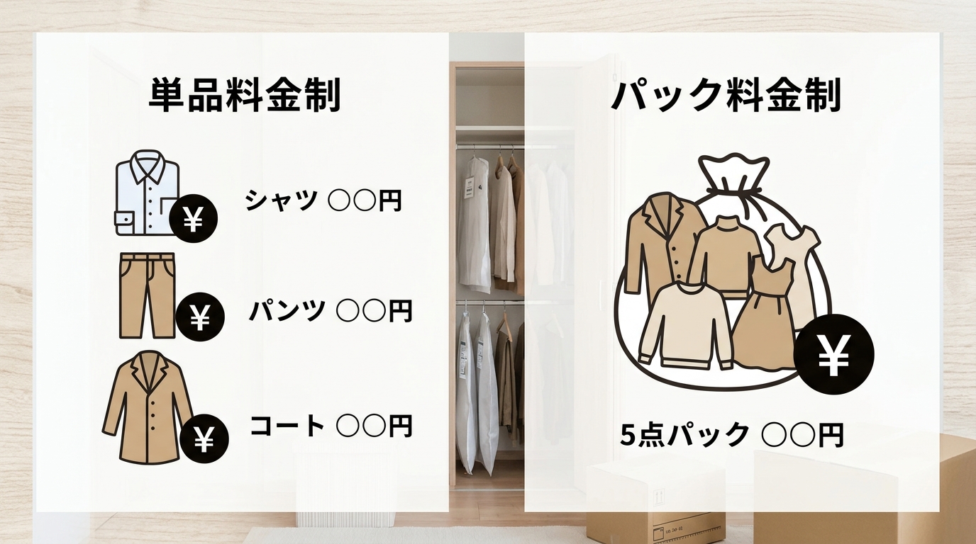 少量利用時の単品料金制とパック料金制の違いを比較するイメージ図
