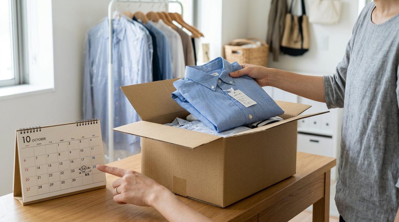 宅配クリーニングの集荷から返却までの日程を確認するイメージ