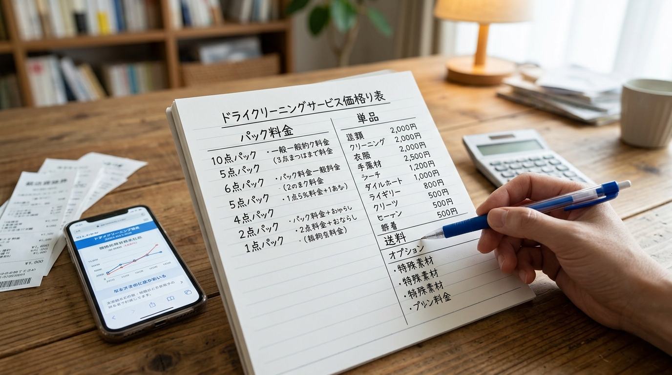 宅配クリーニングの料金項目を確認するイメージ